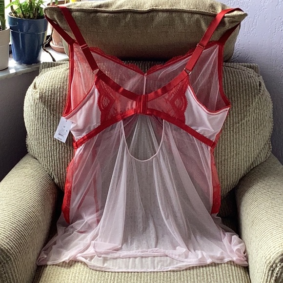 NWT Red & Pink Lace Lingerie Thong Set - Picture 2 of 9